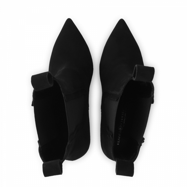 Suede Ankle Boot With Black Rhinetsones