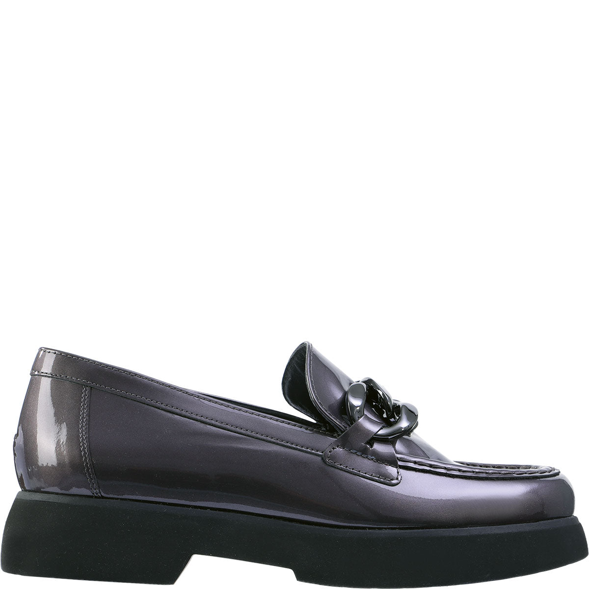 Patent Leather Chunky Loafer In Gunmetal