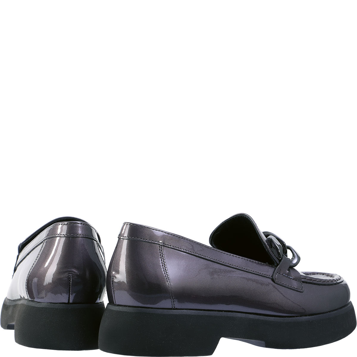 Patent Leather Chunky Loafer In Gunmetal