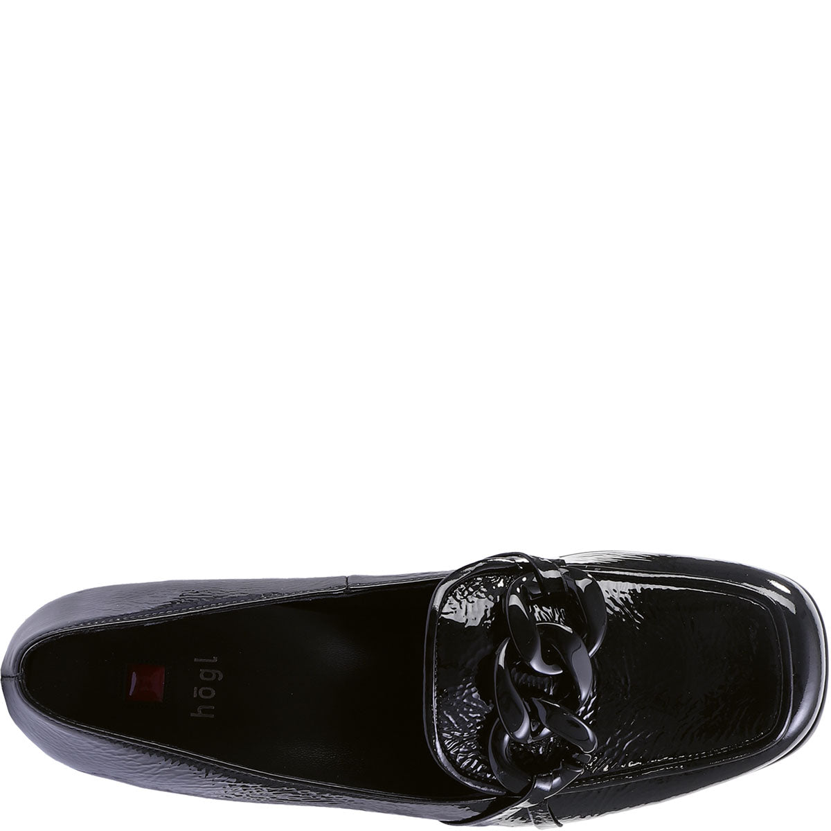 Patent Leather Block Heel With Chain