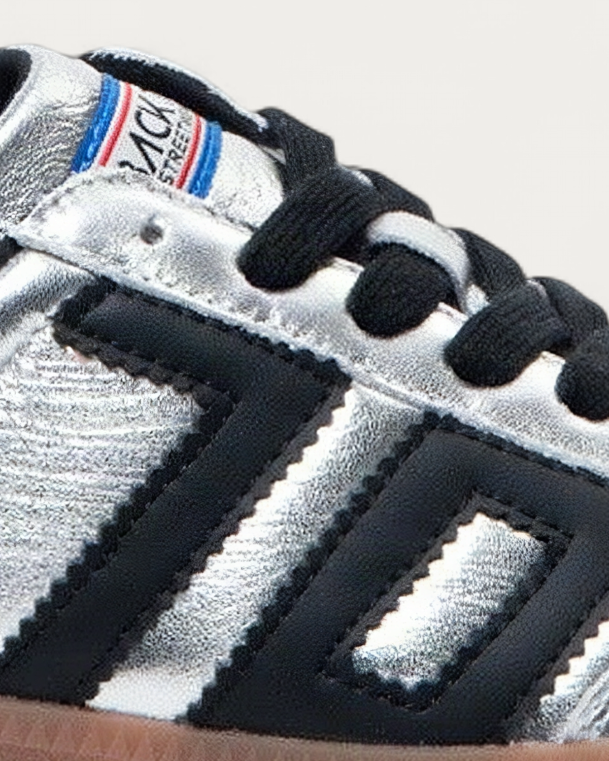 BACK70 Metallic Nappa Silver and Black Sneaker, upper detail