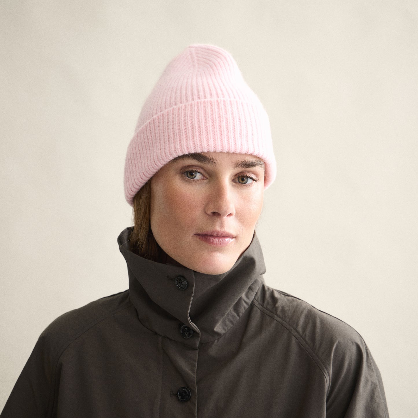 Ribbed Beanie In Blush