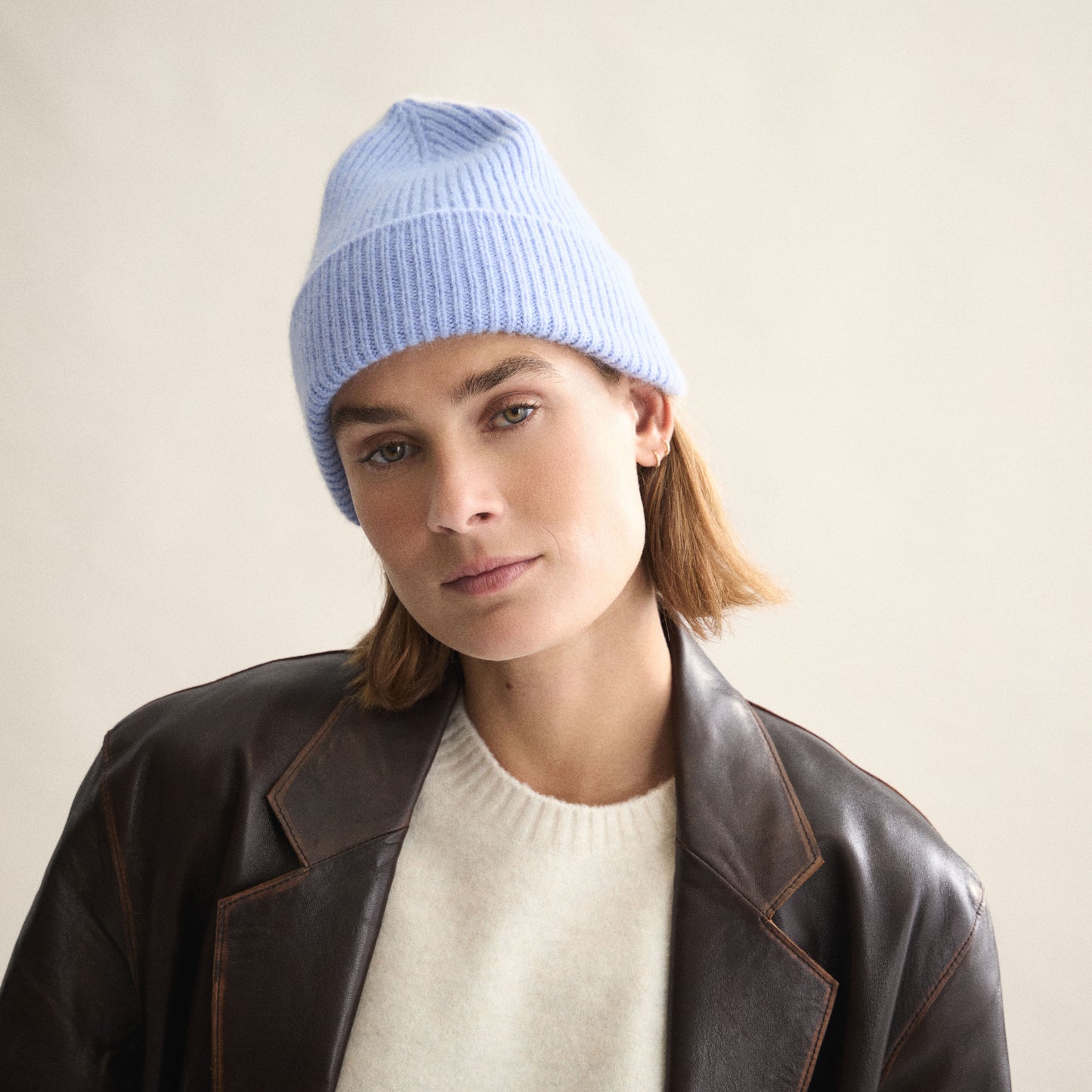Ribbed Beanie In Light Blue Sky