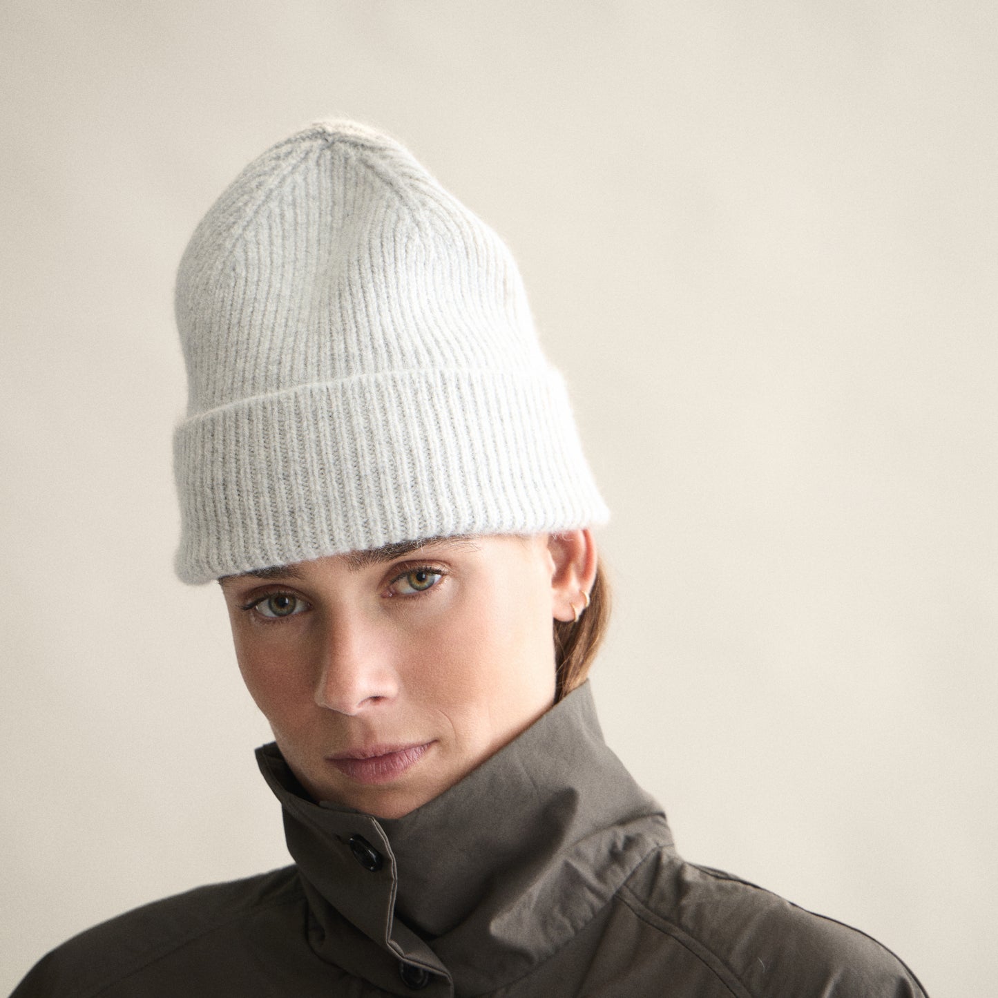 Ribbed Beanie In Silver