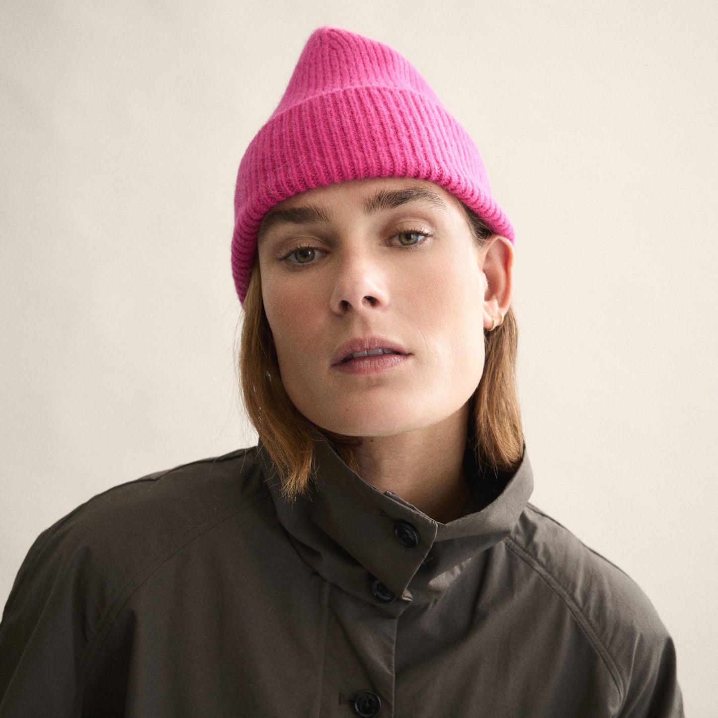 Ribbed Beanie In Lipstick