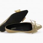 Gold Low Heel With Black Bow