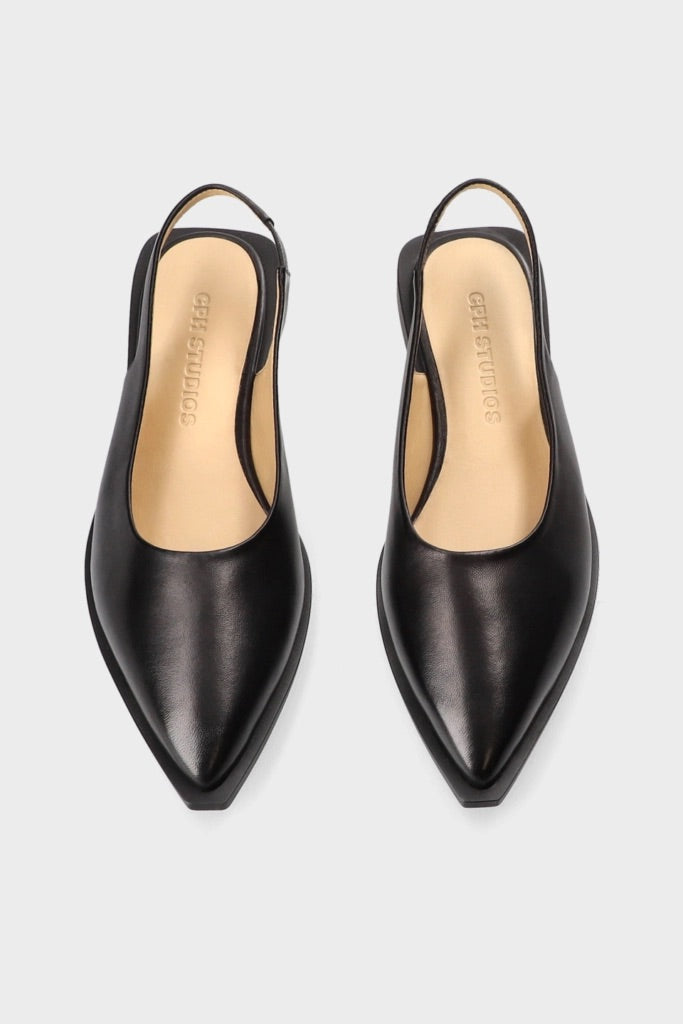 Black Leather Slingback