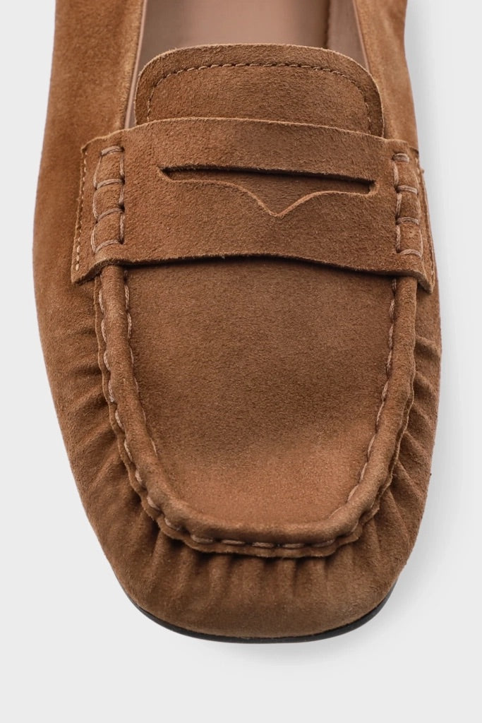Suede Loafer With Ruffle Detail