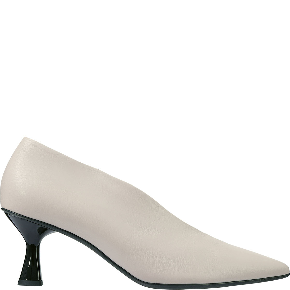 Grey Leather Contrast Heel