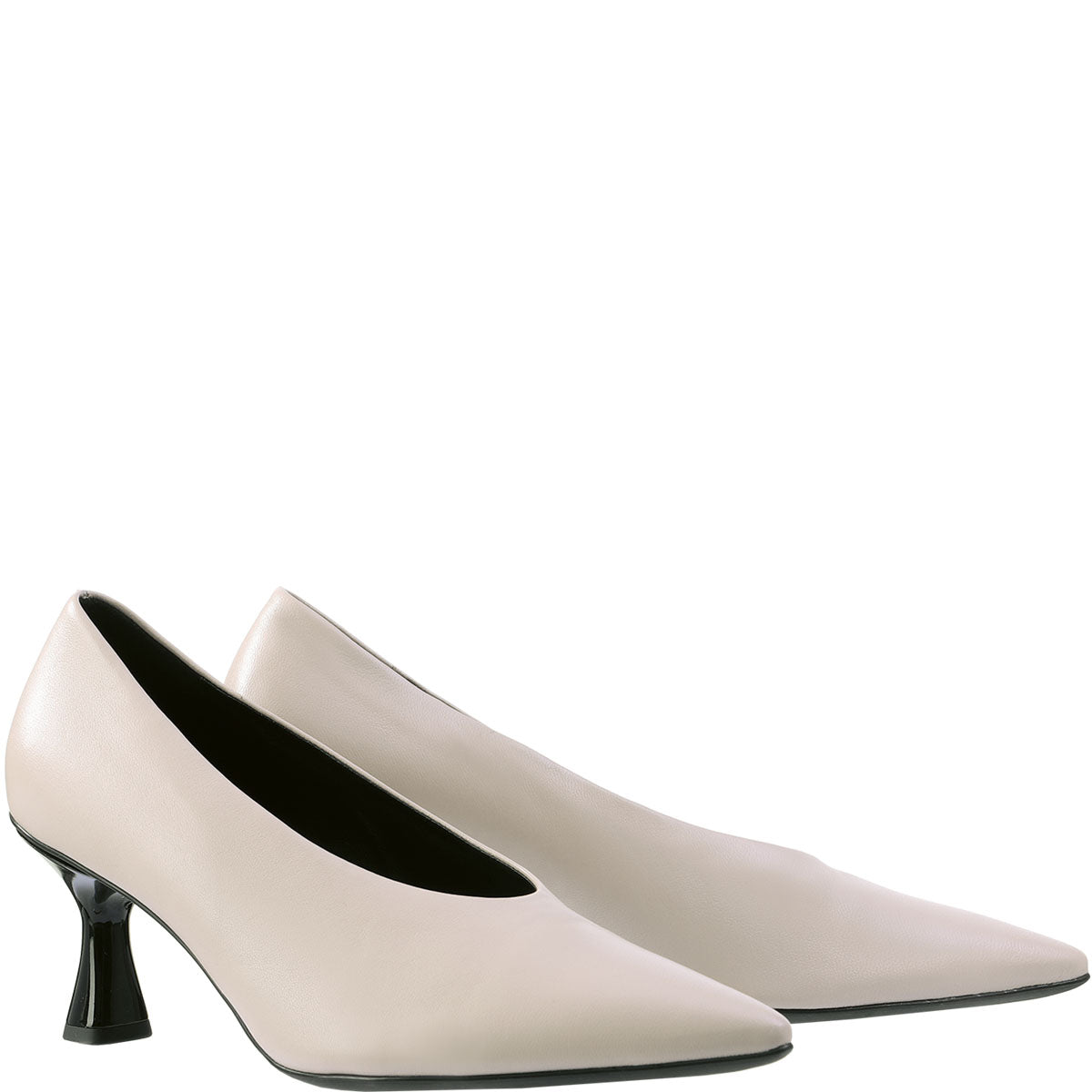 Grey Leather Contrast Heel