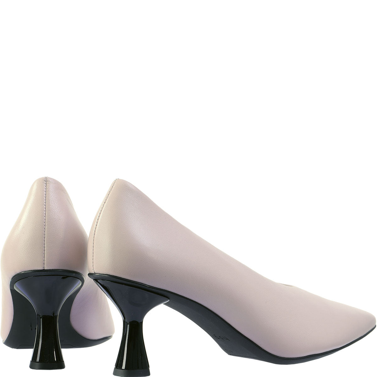 Grey Leather Contrast Heel