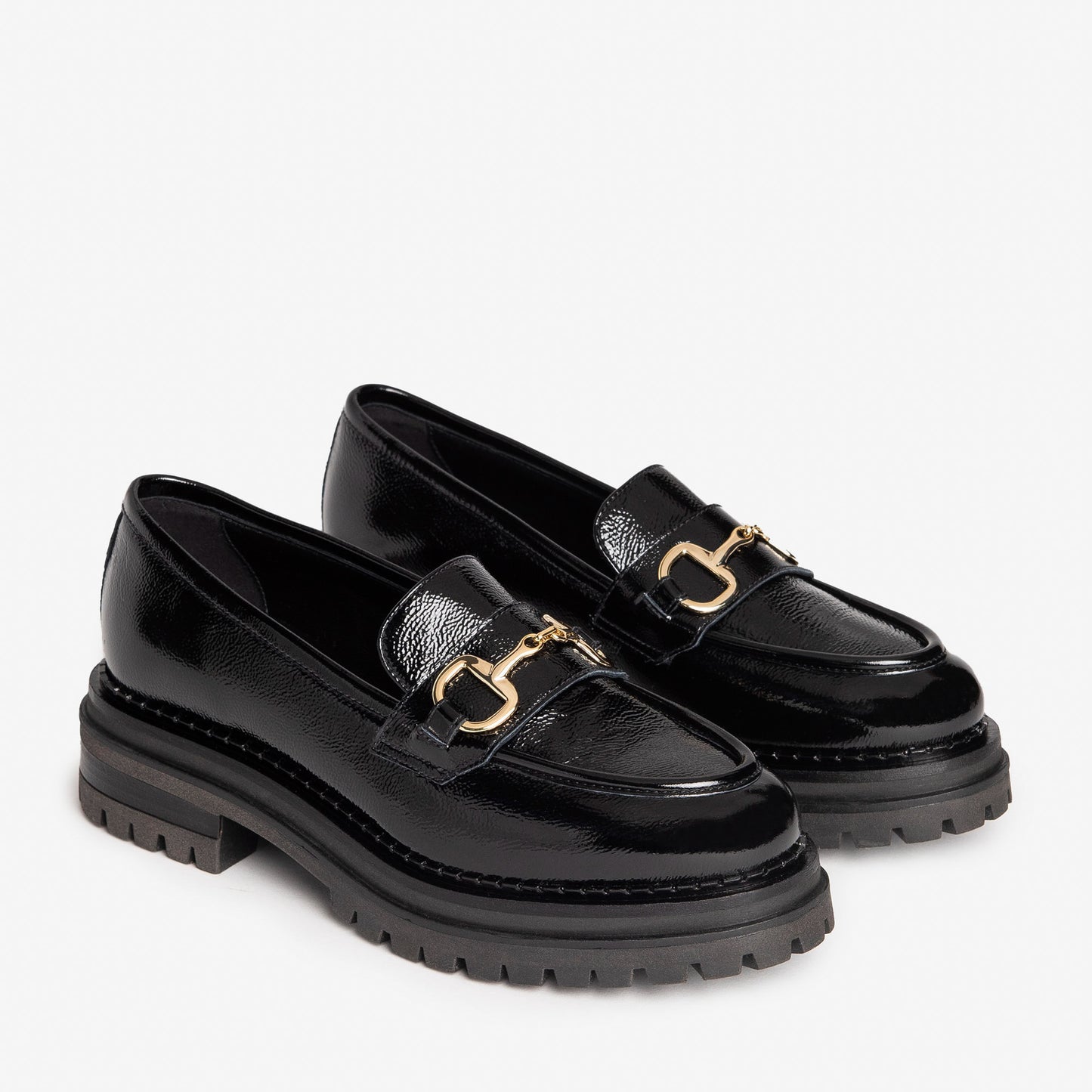 Black Patent Leather Loafer With Buckle