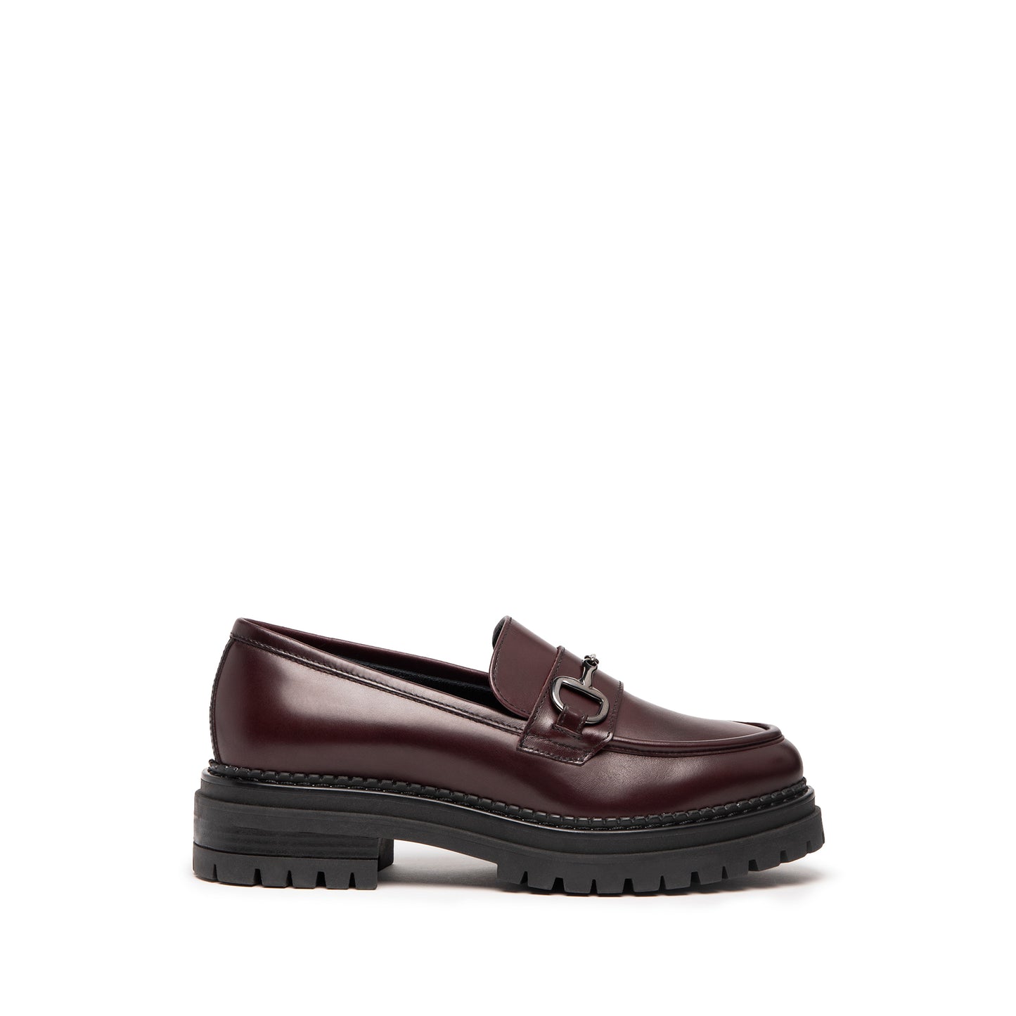 Burgandy Leather Loafer With Buckle