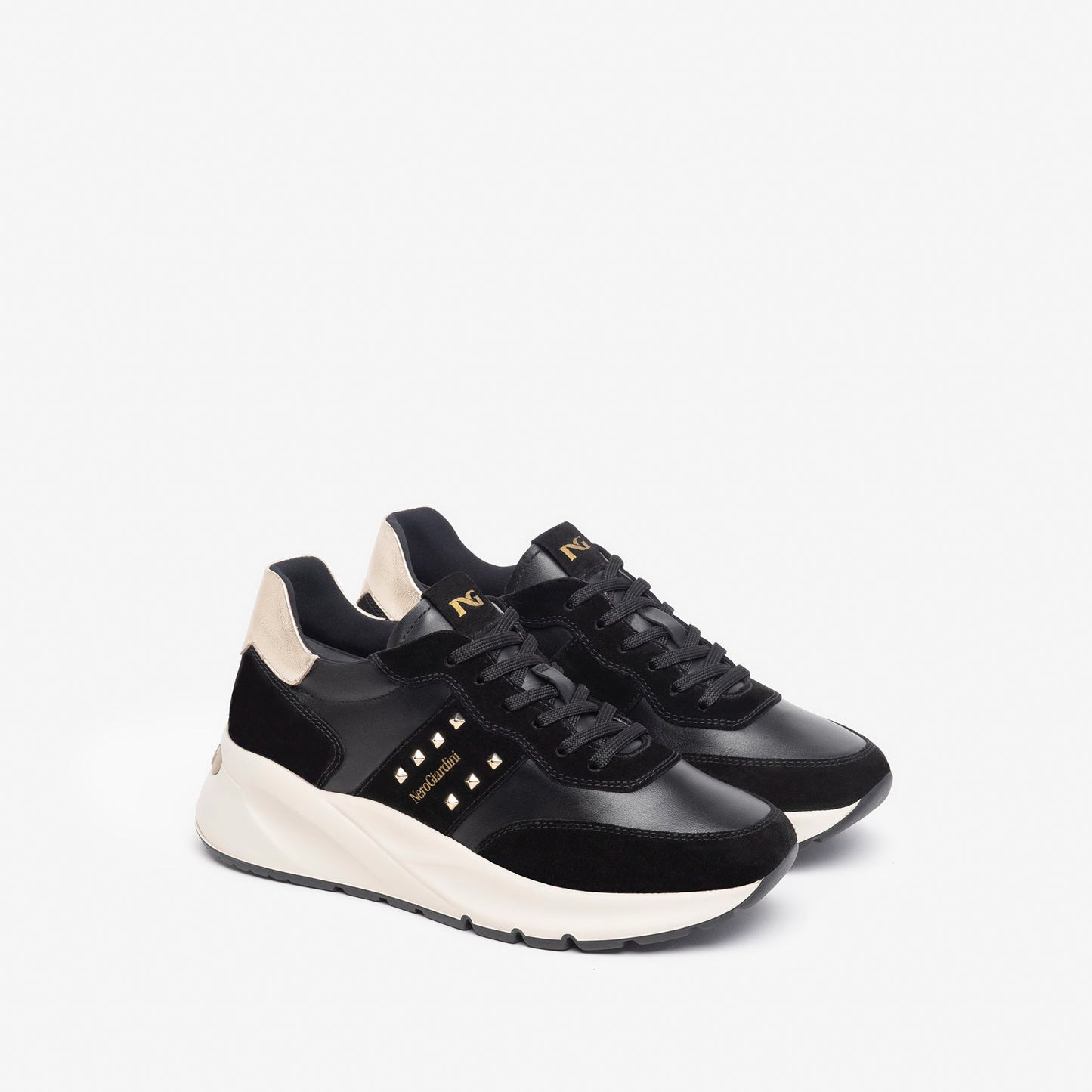 Platform Sneaker With Gold Studs