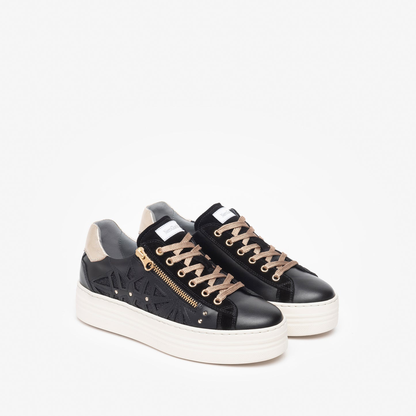 Leather Platform Sneaker With Side Zip