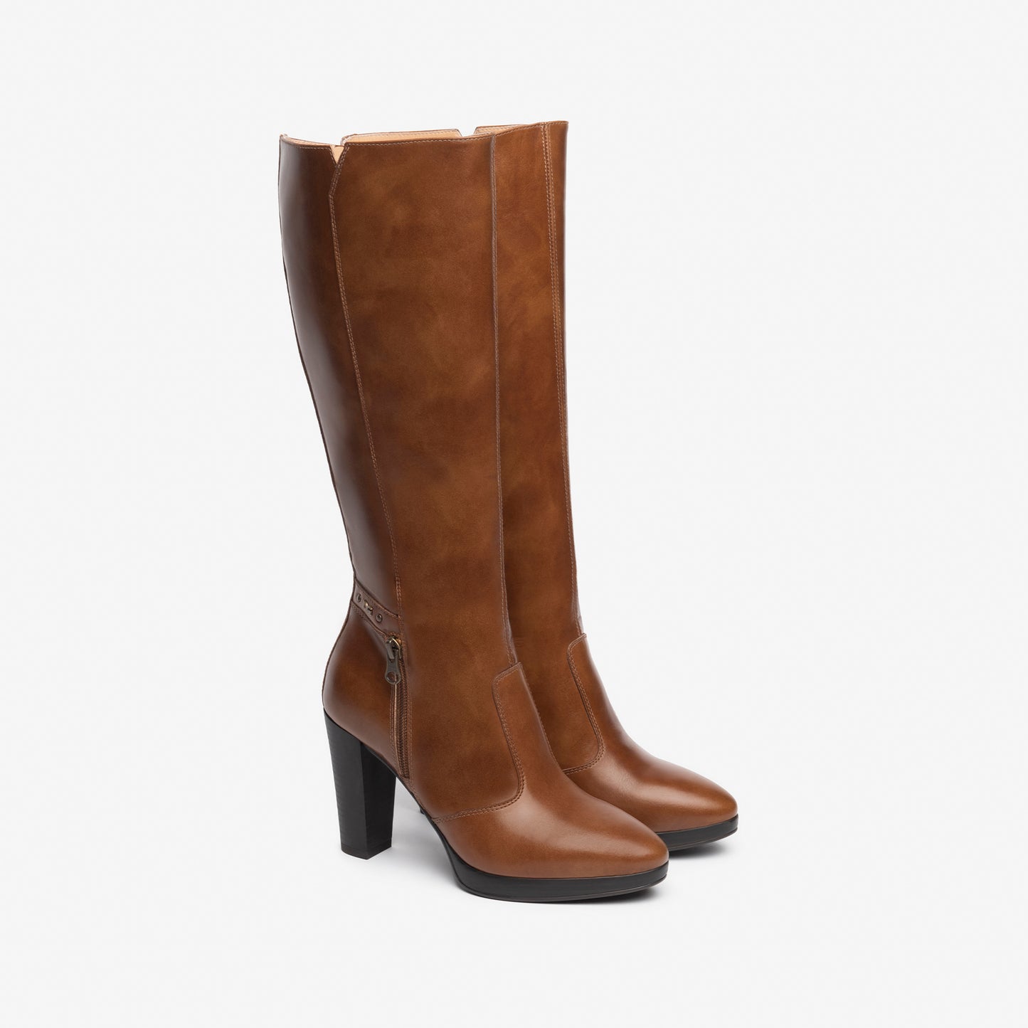 High Leather Boot With Side Zip