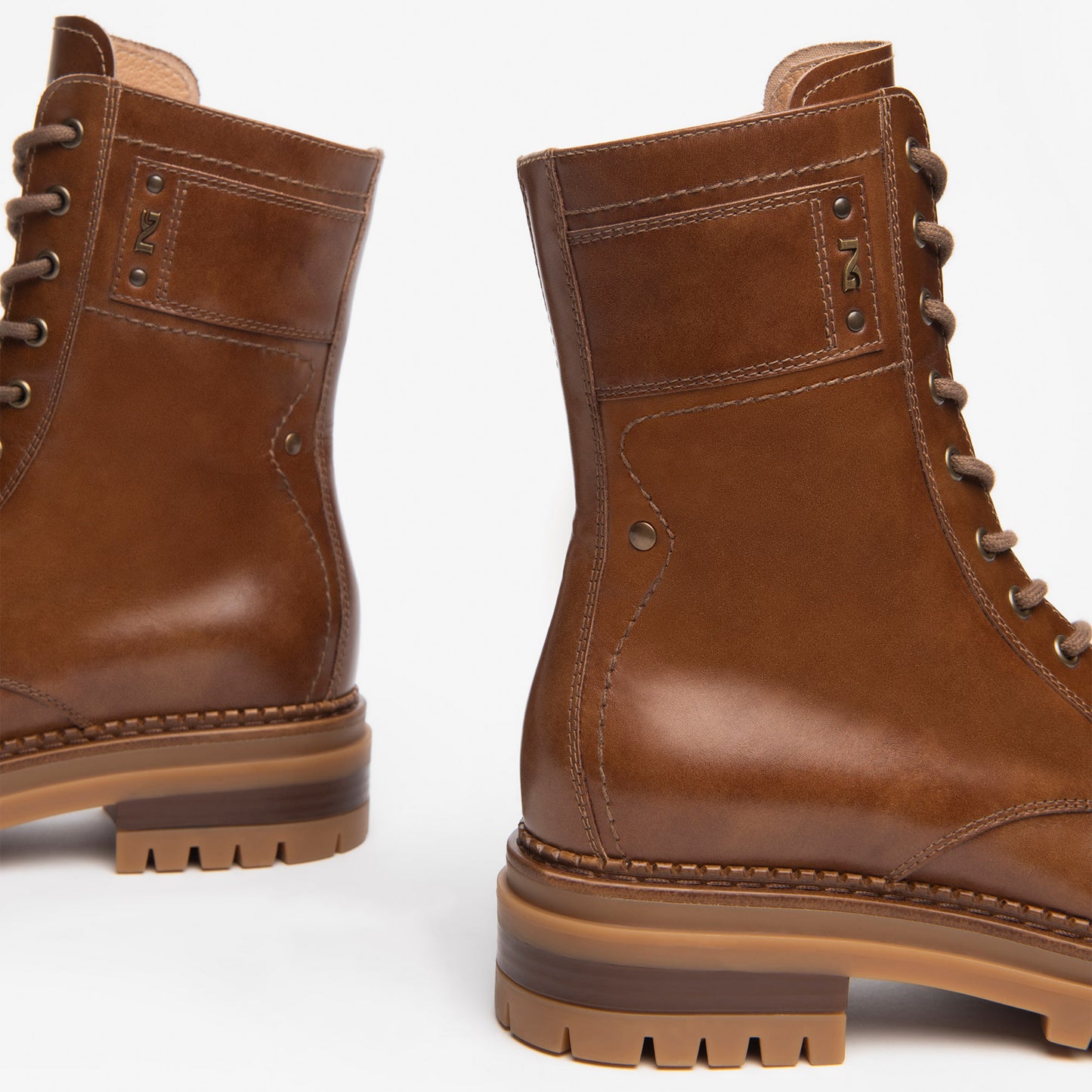 Leather Laced Boot With Side Zip