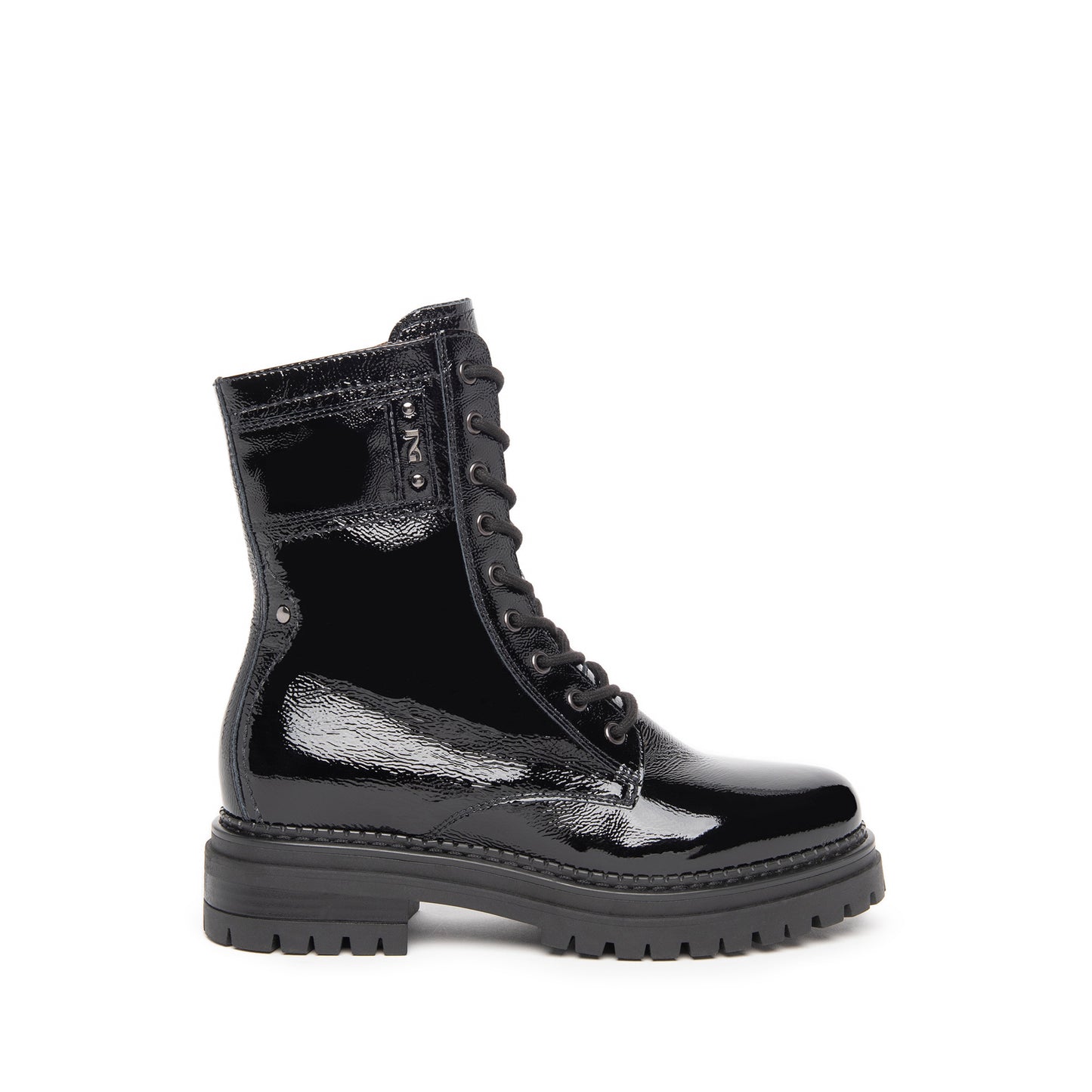 Leather Laced Boot With Side Zip