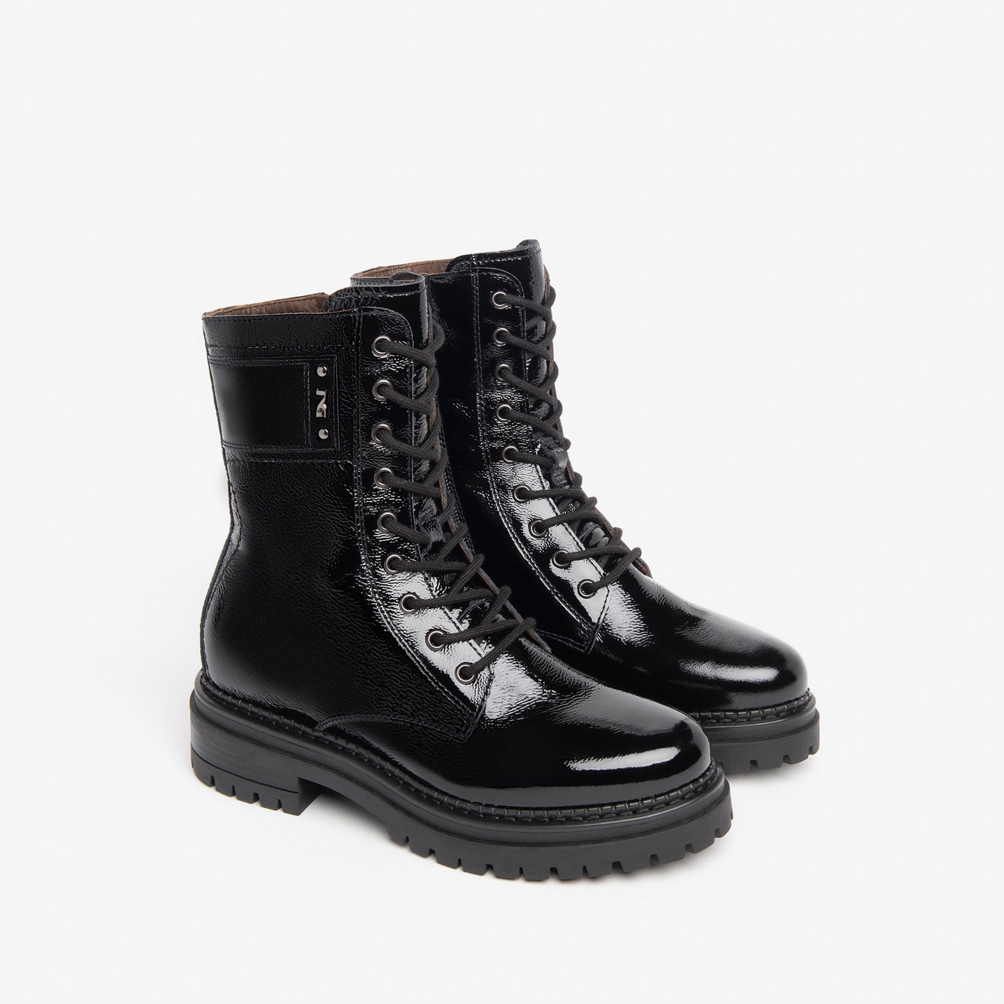 Leather Laced Boot With Side Zip