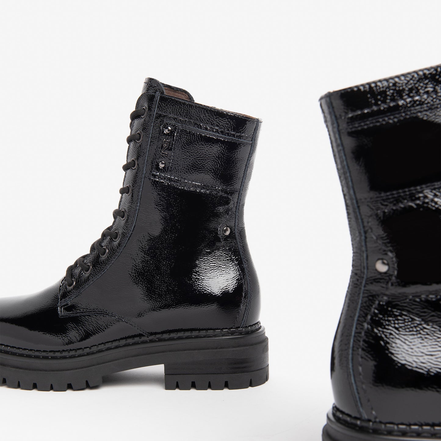 Leather Laced Boot With Side Zip
