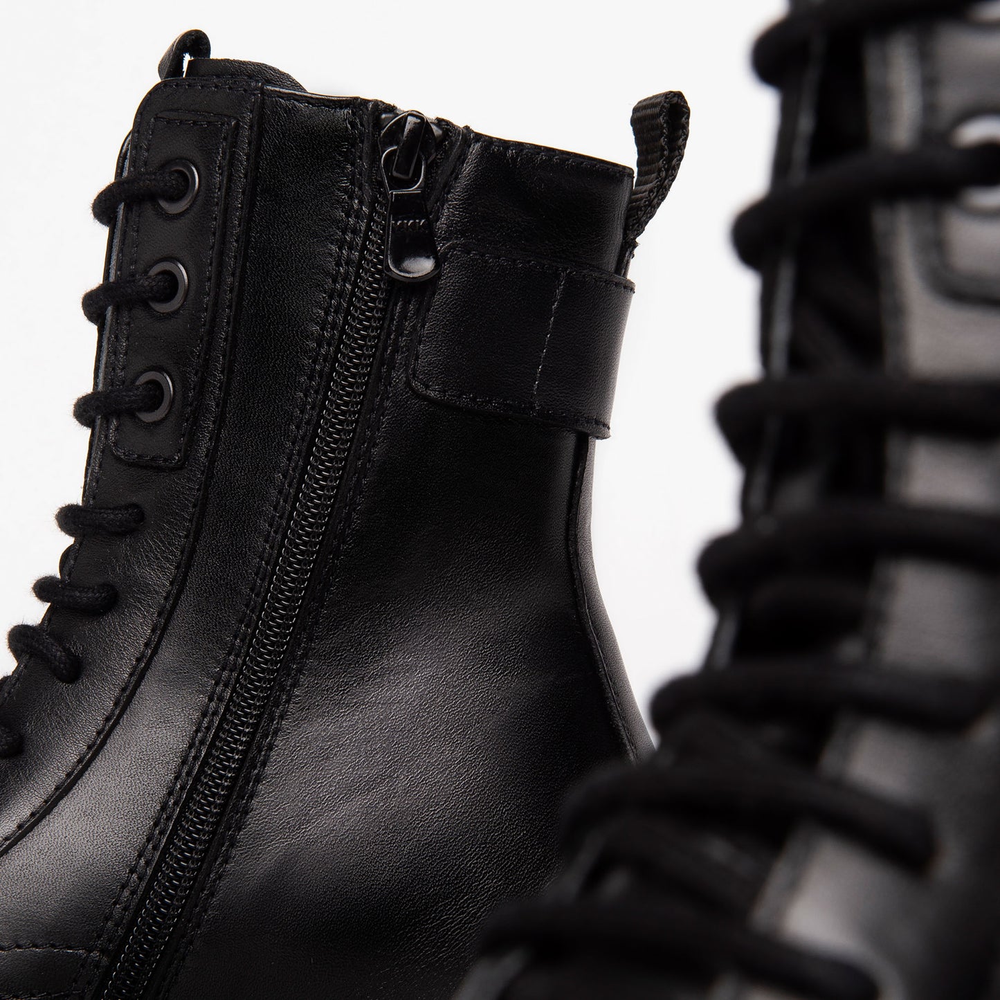 Leather Lace Boot With Wedge Sole