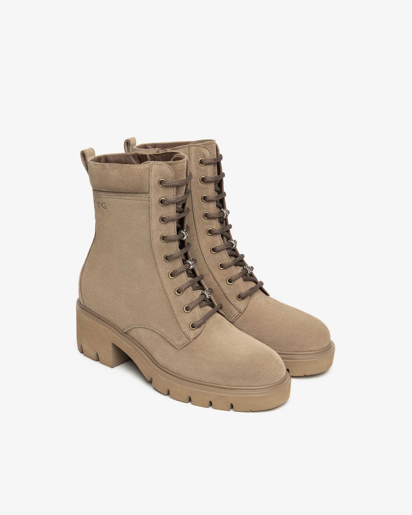 Nubuck Beige Biker Boot