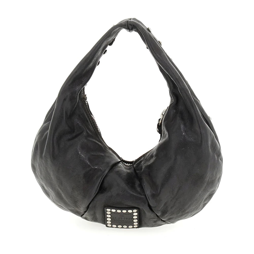 Black Shoulder Bag With Rhinestones