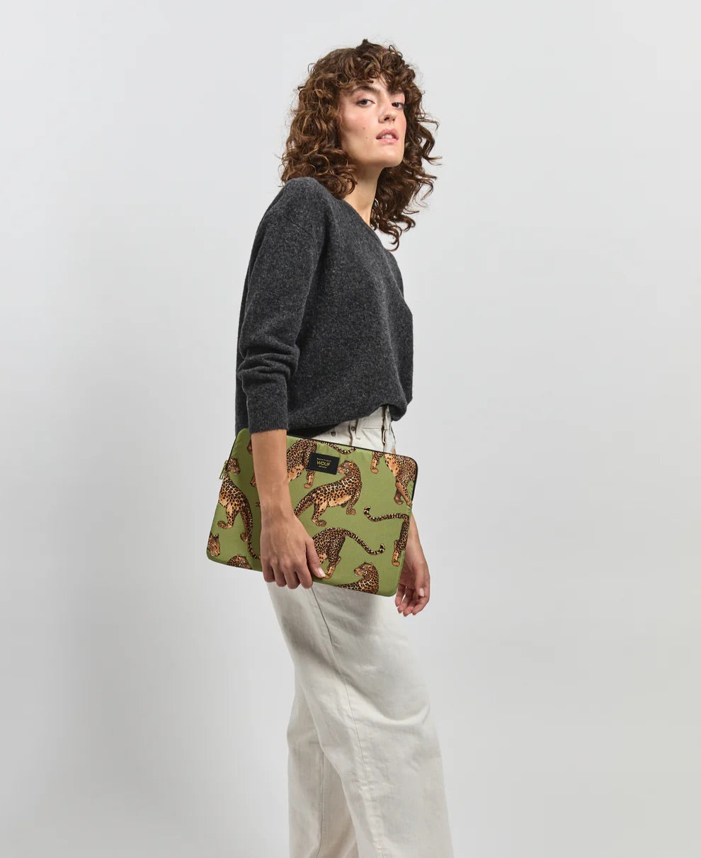 Olive Leopard Laptop Sleeve 15" 16"