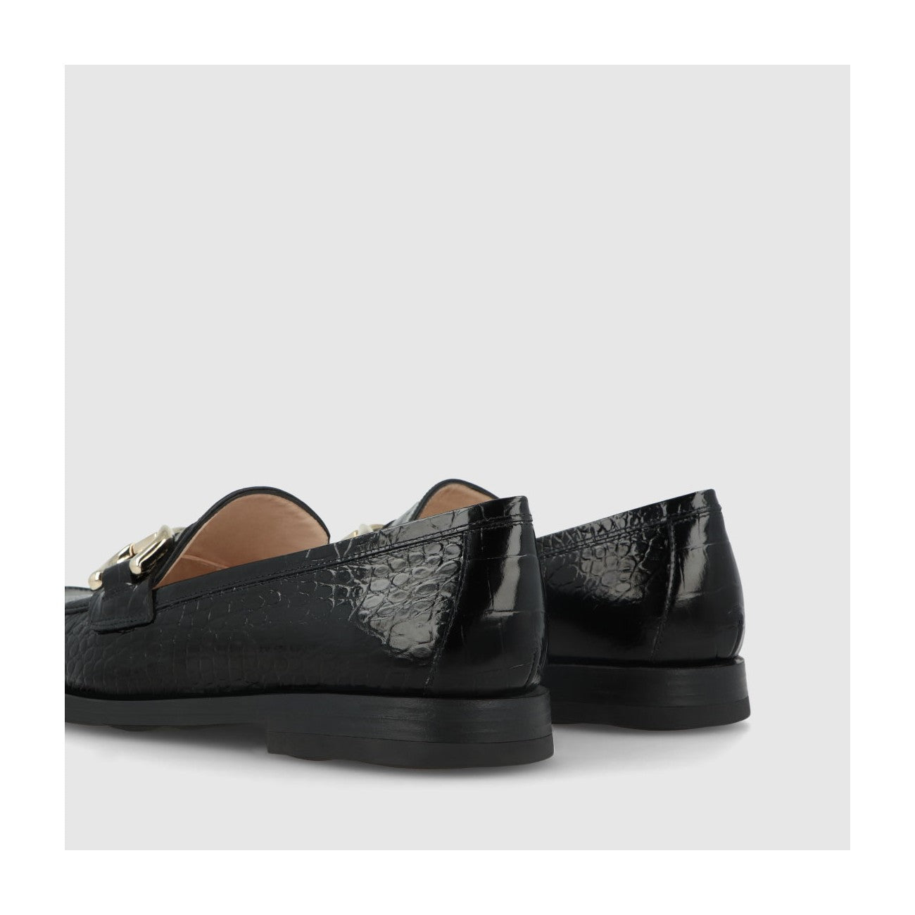 Black Patent Snakeskin Loafer W Snaffle