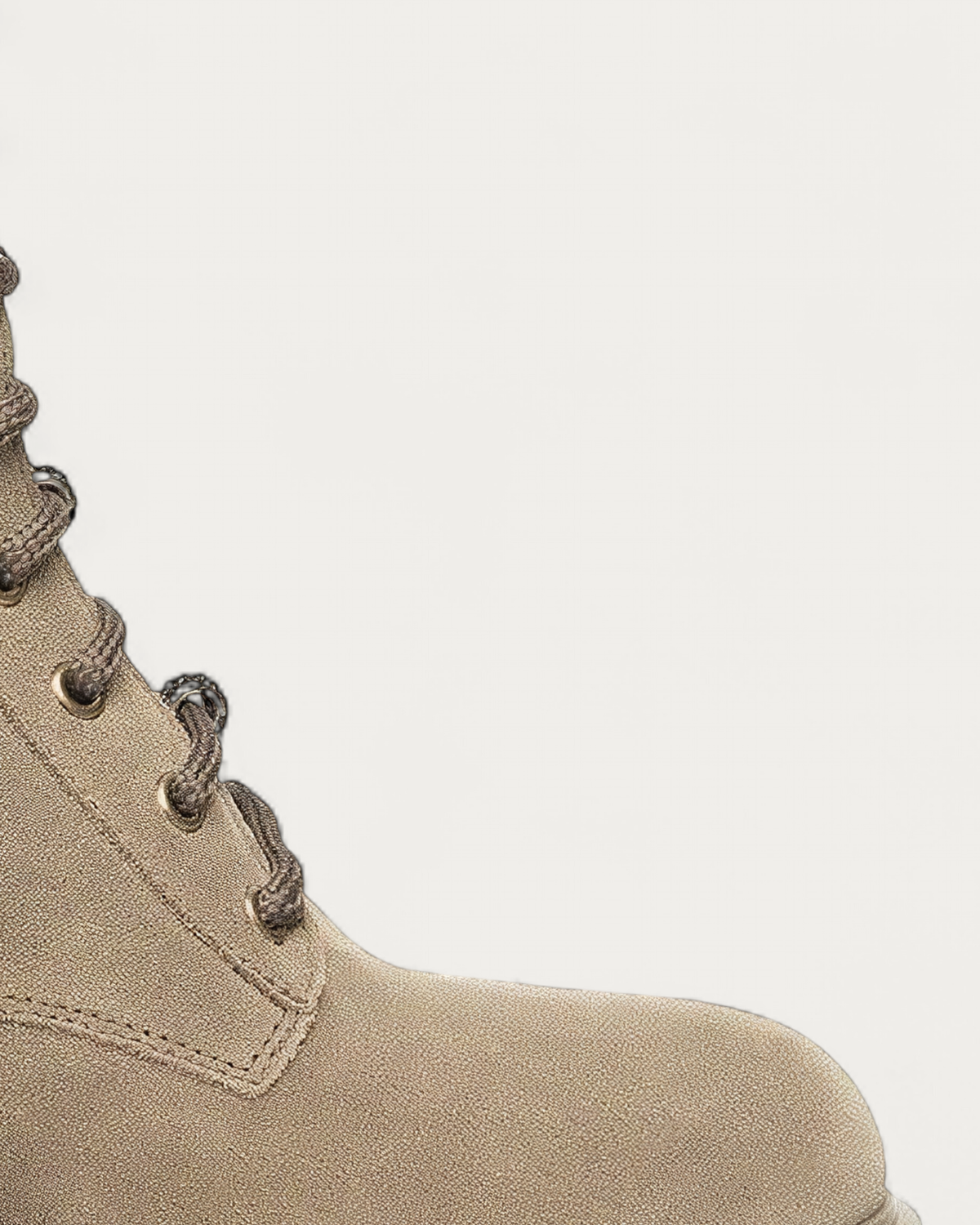 Nero Giardini Beige Nubuck Lace-Up Boot with Crystal Laces, toe detail