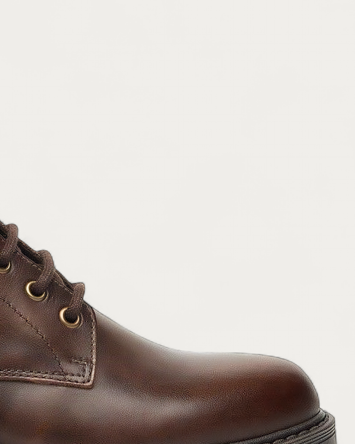 Nero Giardini Brown Leather Lace-Up Boot, toe detail