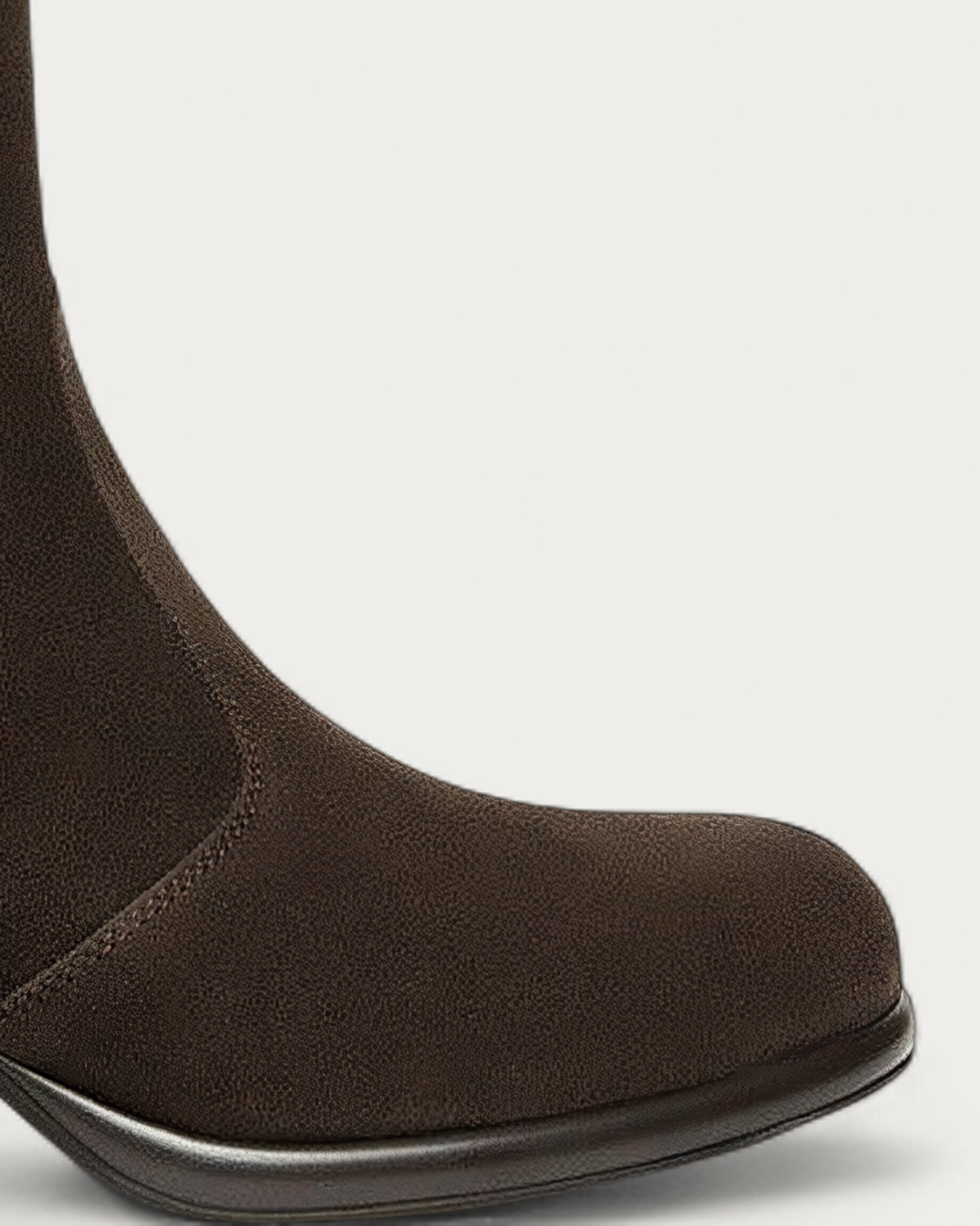 Nero Giardini Brown Suede Knee High Block Heel Boot, toe detail