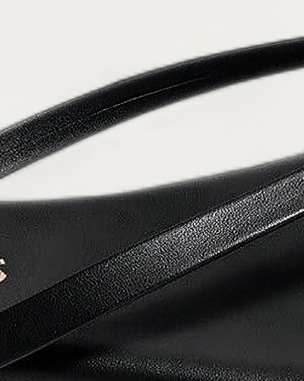 TKEES Liner Sable Black Leather Flip Flop, strap and upper detail