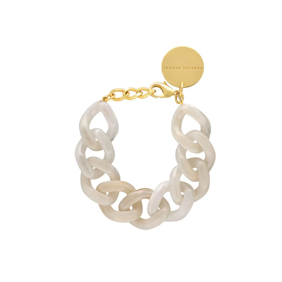 Flat Chain Bracelet White Marble