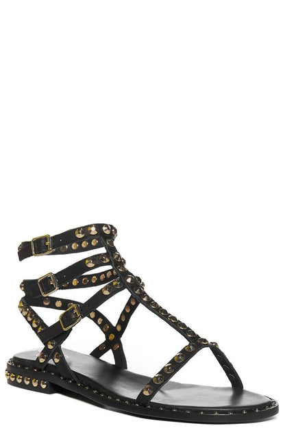 Play Sandal In Black With Gold Studs