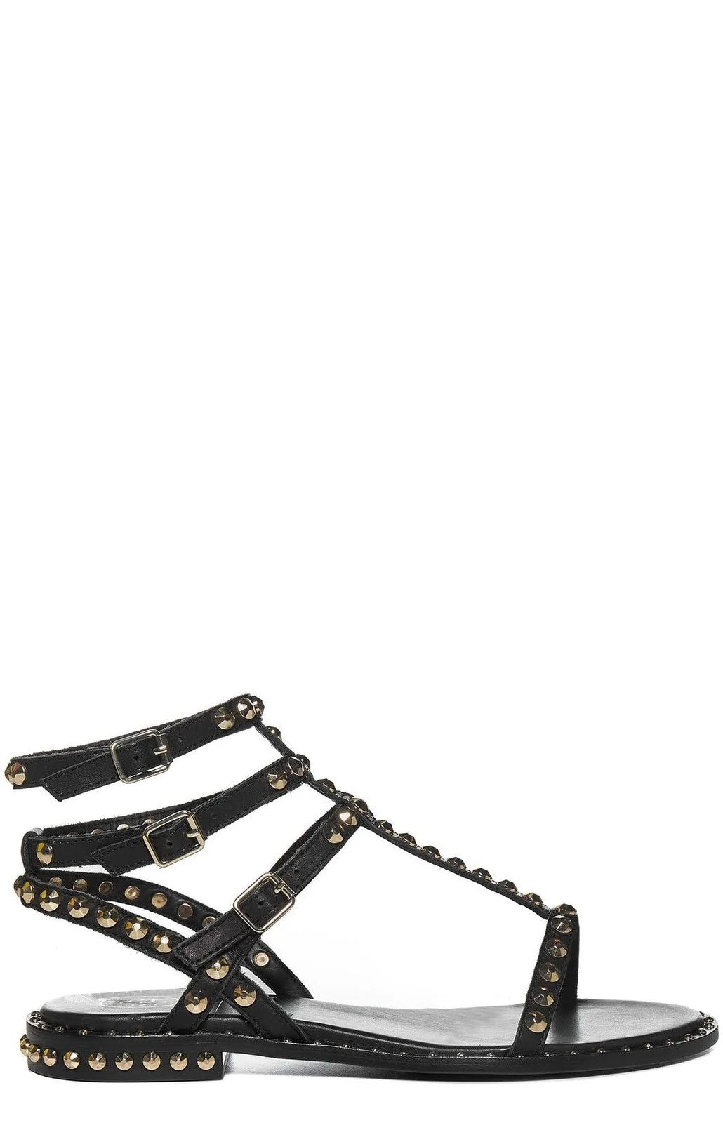 Play Sandal In Black With Gold Studs