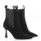 Suede Ankle Boot With Black Rhinetsones