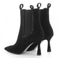 Suede Ankle Boot With Black Rhinetsones