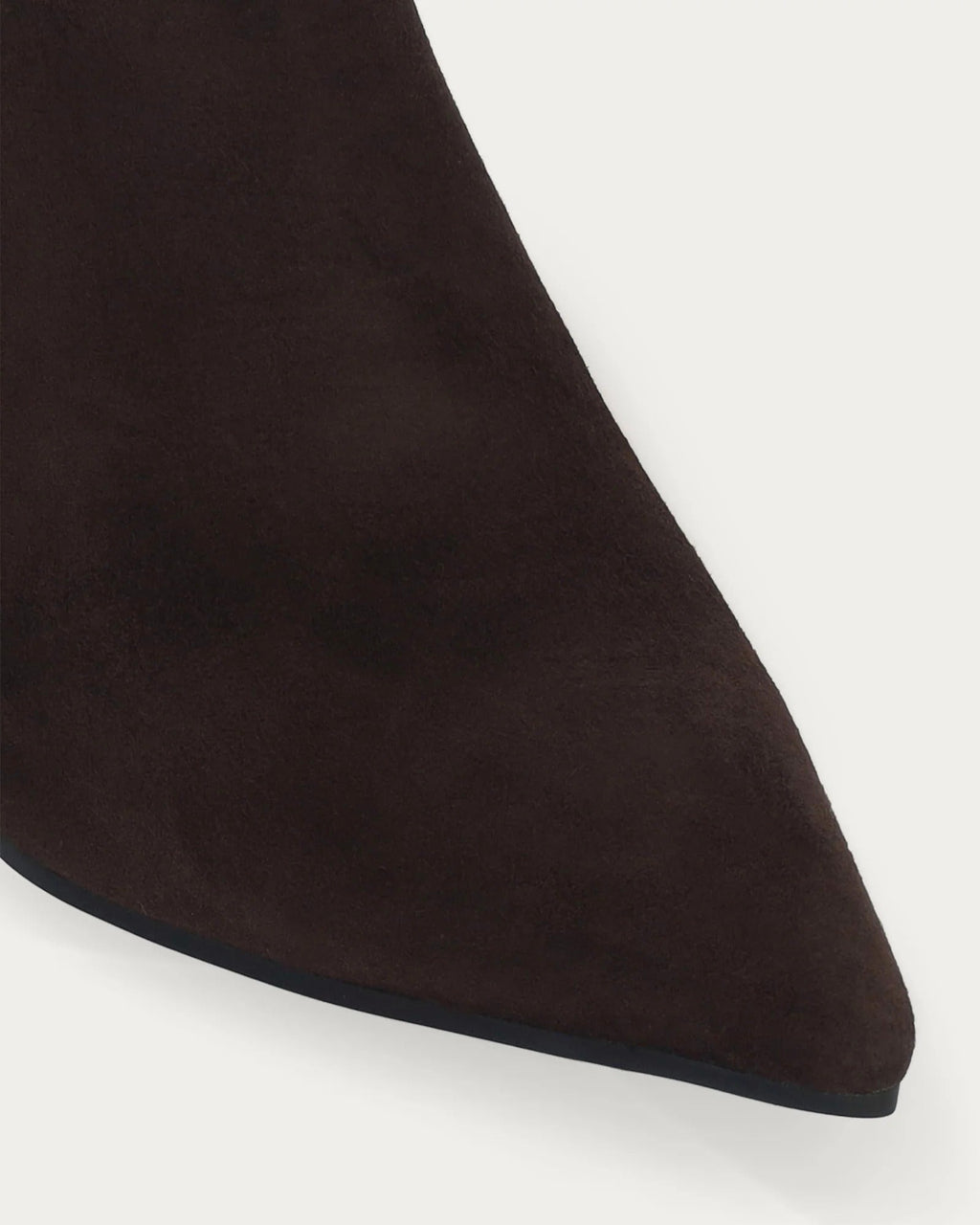 Bibi Lou Suede Ankle Boot In Marron, close-up of the pointed toe