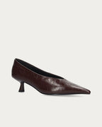 Bibi Lou Leather Court Shoe In Burgundy, three-quarter view