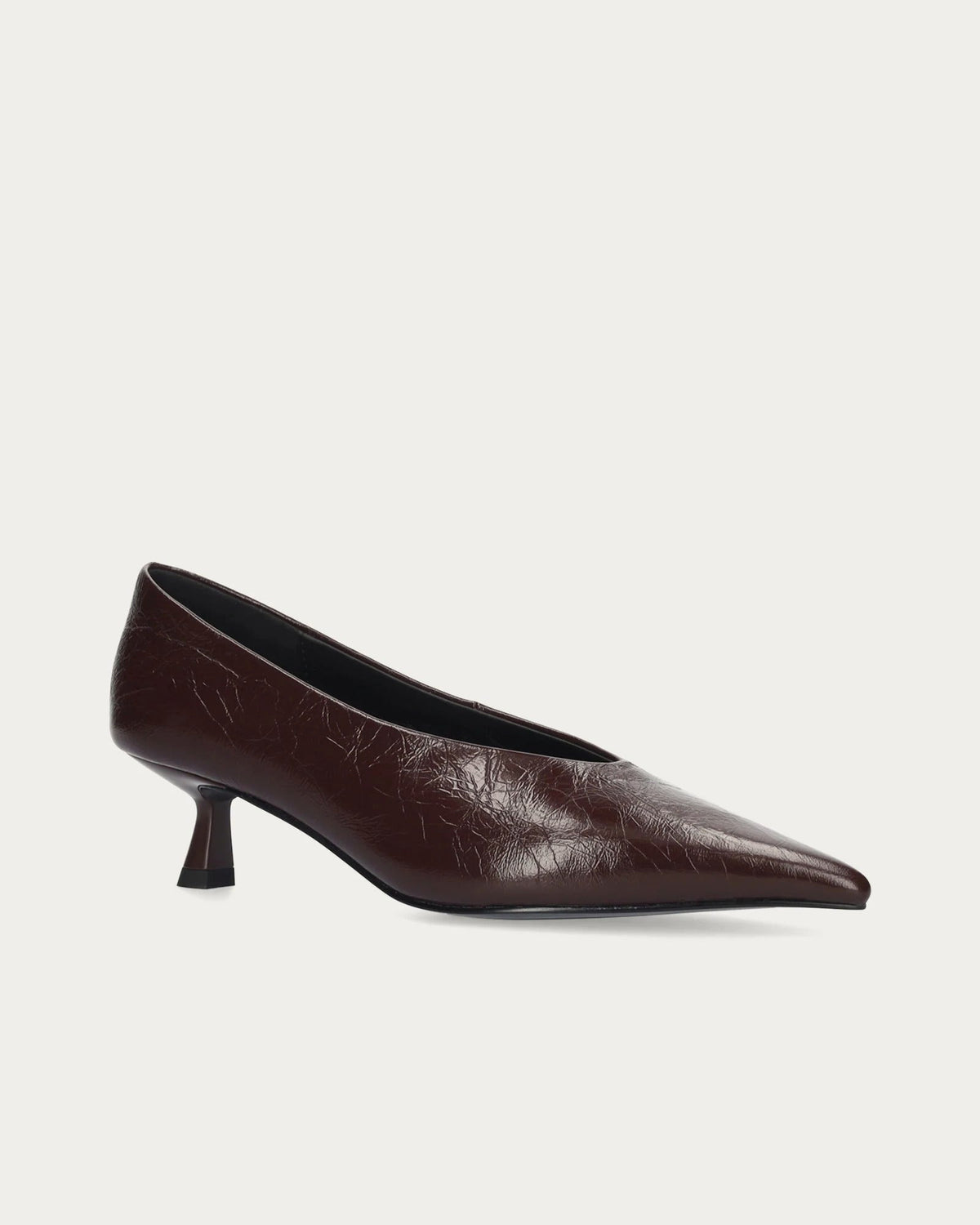Bibi Lou Leather Court Shoe In Burgundy, three-quarter view