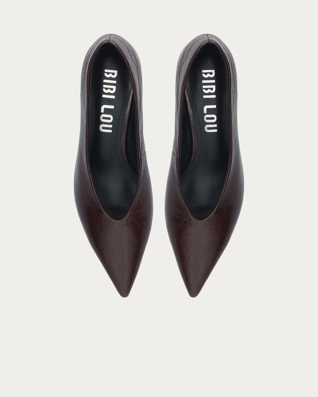 Bibi Lou Leather Court Shoe In Burgundy, top view of the pair