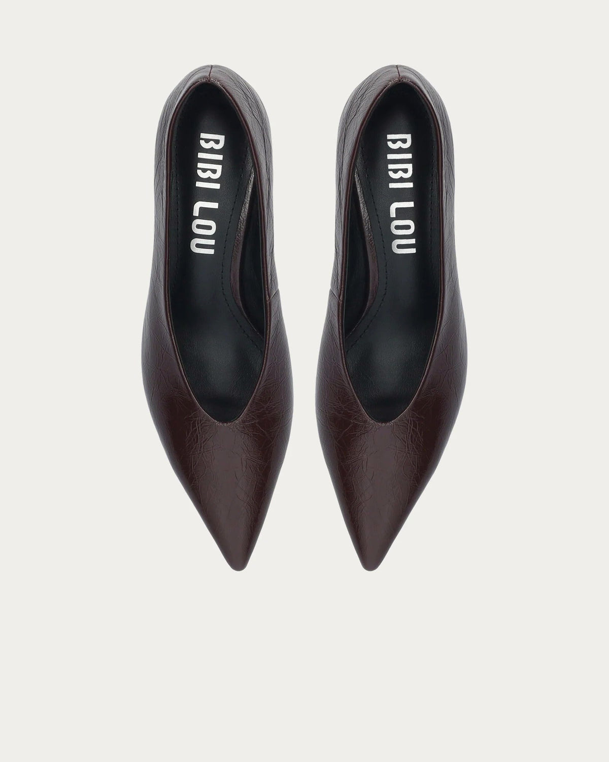 Bibi Lou Leather Court Shoe In Burgundy, top view of the pair