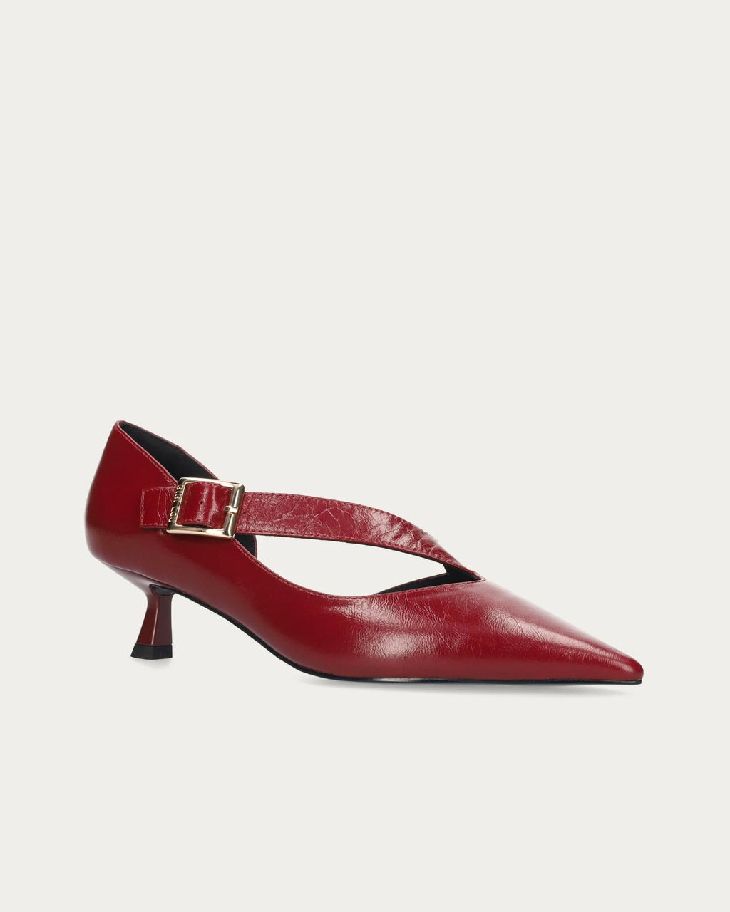 Bibi Lou Anouk Pump In Scarlett, three-quarter view with buckle strap