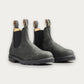 Front view of a pair of Blundstone 587 Rustic Black Chelsea Boots in waxed nubuck leather