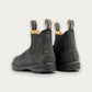 Blundstone 587 Rustic Black Chelsea Boots heel view with embossed Blundstone logo and double stitching