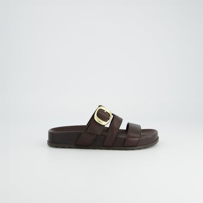 Triple Strap Slider With Gold Buckle