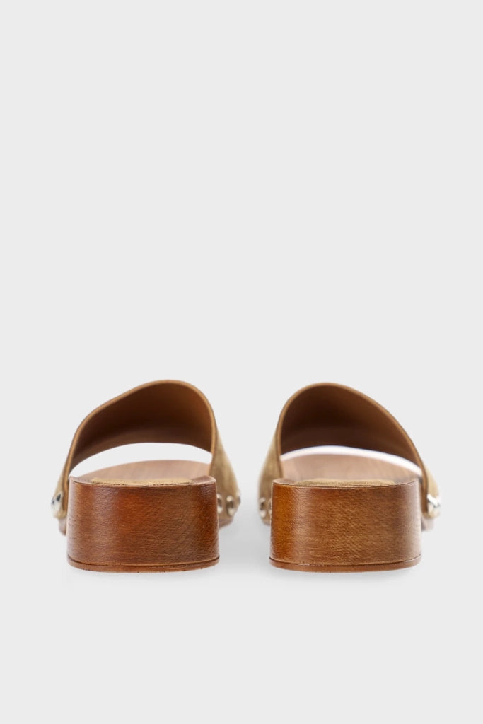 Suede Wooden Clog Sandal