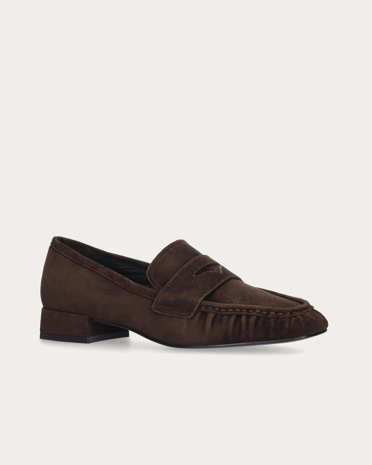Bibi Lou Lyra Loafer In Brown Suede, three-quarter view