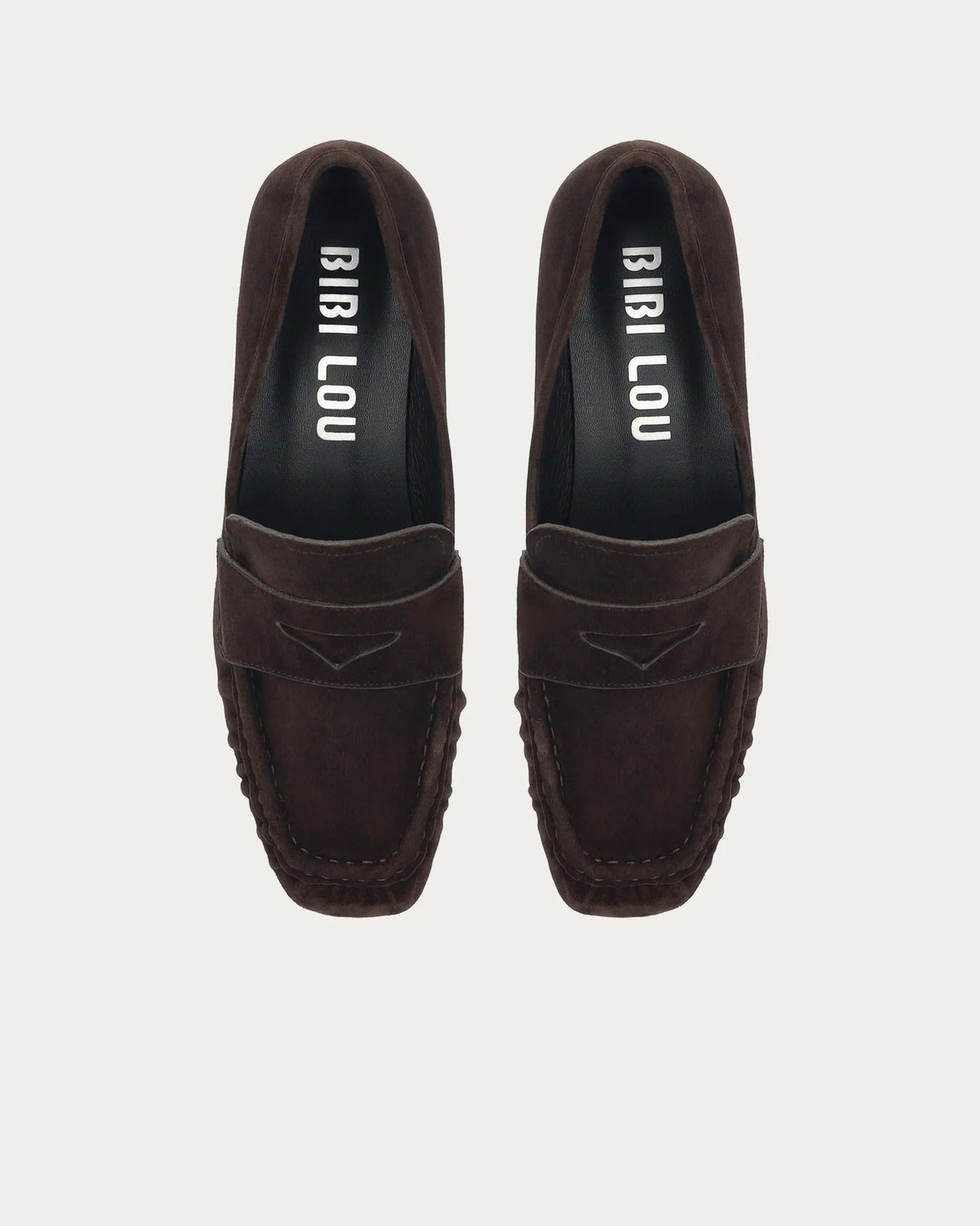 Bibi Lou Lyra Loafer In Brown Suede, top view of the pair